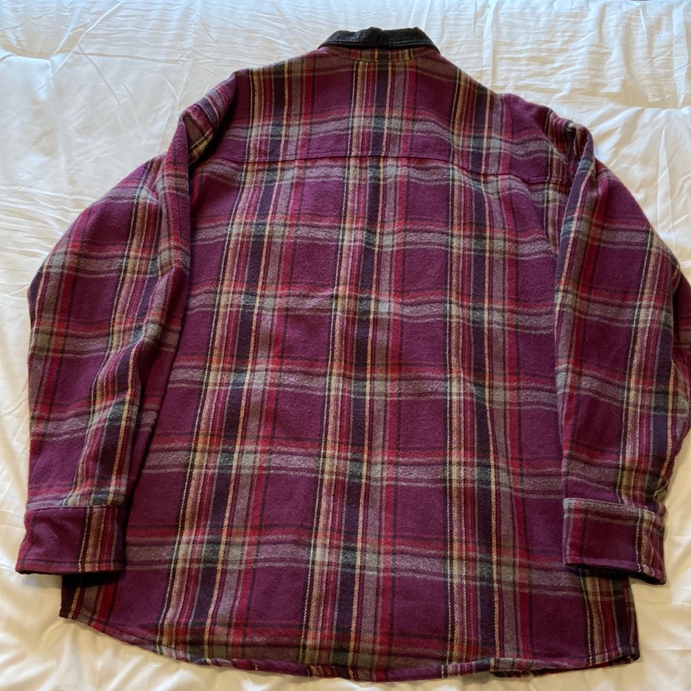 No Fear Red Plaid Zip Up Flannel Jacket Men Medium Grunge Y2K Skater Heavyweight - Picture 3 of 10